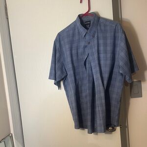 Puritan Blue Plaid Short-Sleeve Button-Down Shirt